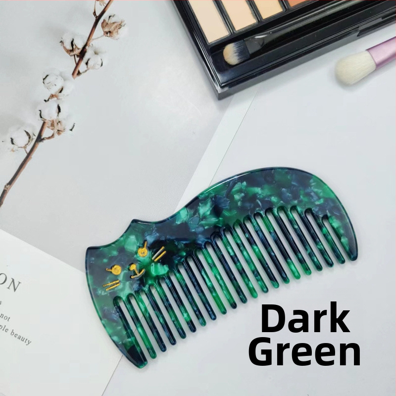 Četka za kosu s motivom mačke, debela, od ploče octene kiseline, ručno izrađena, antistatična