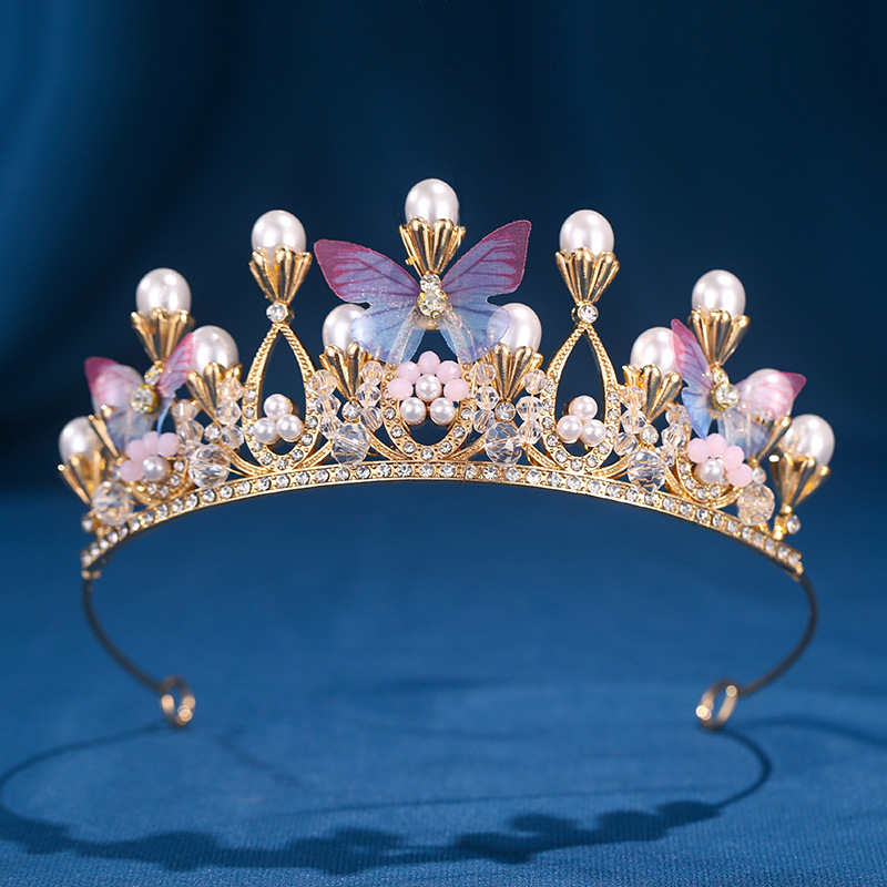 Krona Tiara - legura, elektroplatiranje, ženski dodatak za glavu, oblik krune, kristalni detalj