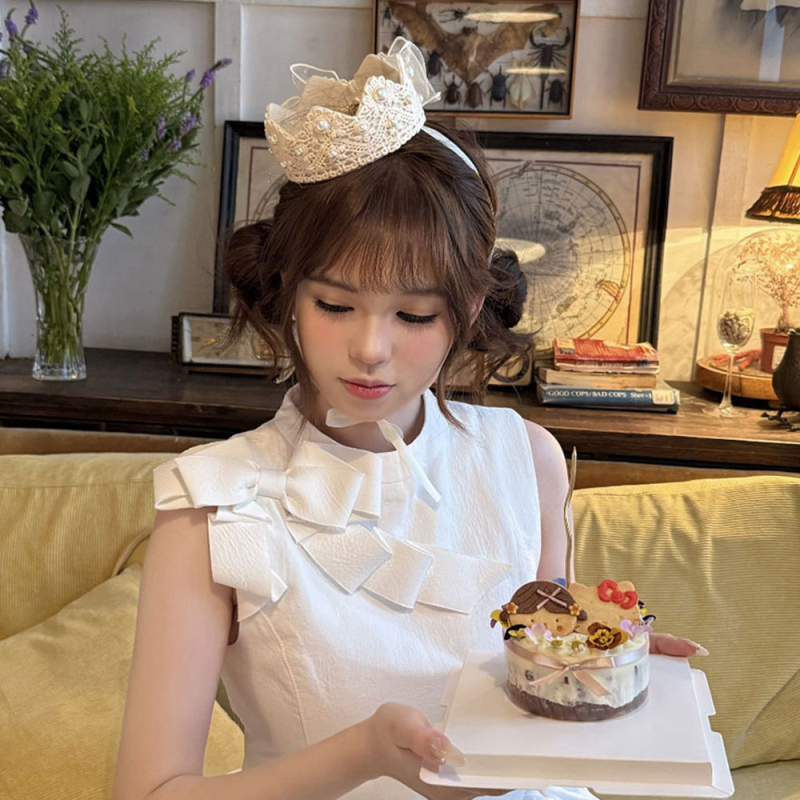 Krona za rođendan – šešir za glavu od tkanine, ručna izrada, ženski influencer stil