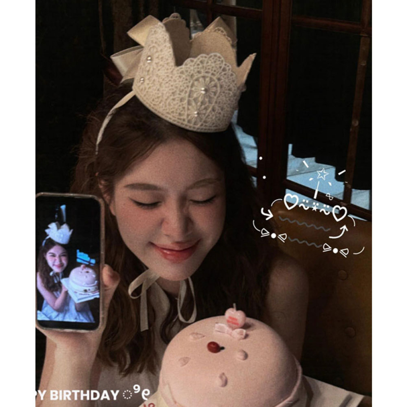 Krona za rođendan – šešir za glavu od tkanine, ručna izrada, ženski influencer stil