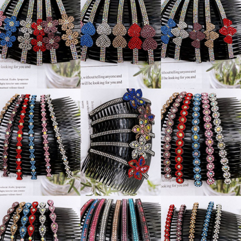 Češalj za kosu - cvjetnog oblika, plastični s dijamantima ukrasom, jednostavan ženski stil, za šiške