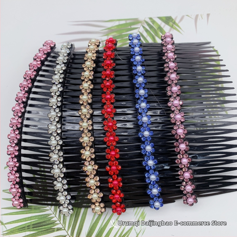 Plaukų šukos - gėlės formos, plastikinės su deimantais įklijuotomis, paprastas moteriškas stilius, skirta kirpčiukams