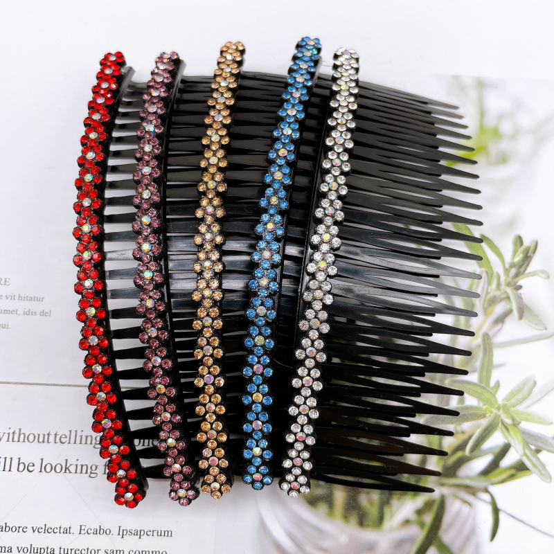 Češalj za kosu - cvjetnog oblika, plastični s dijamantima ukrasom, jednostavan ženski stil, za šiške