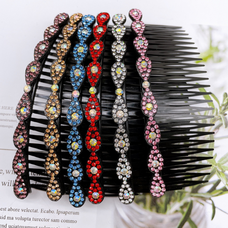 Češalj za kosu - cvjetnog oblika, plastični s dijamantima ukrasom, jednostavan ženski stil, za šiške