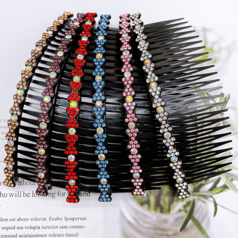 Češalj za kosu - cvjetnog oblika, plastični s dijamantima ukrasom, jednostavan ženski stil, za šiške