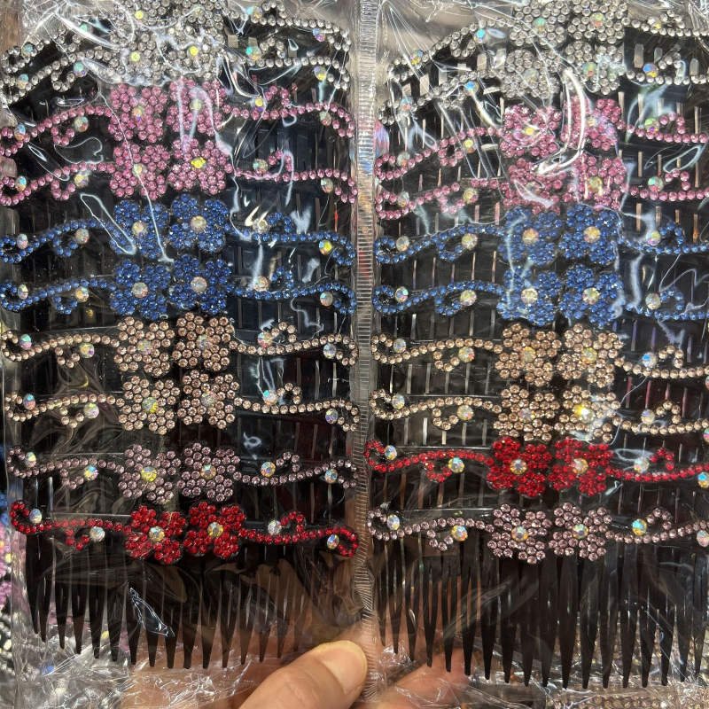 Češalj za kosu - cvjetnog oblika, plastični s dijamantima ukrasom, jednostavan ženski stil, za šiške