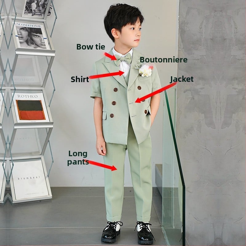 Детски костюм със сако – стил Англия; полиестер 80%; за деца над 8 г; сезон лято 2024 (Полиестер 80%, стил Англия, възраст 8+, лято 2024)