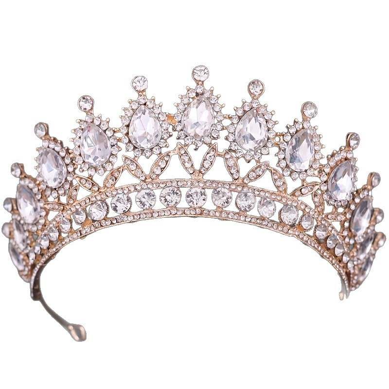 Vjenčani trodijelni set nakita: ogrlica, naušnice, kruna — legura, motiv krune, elektroplating (ženski stil)