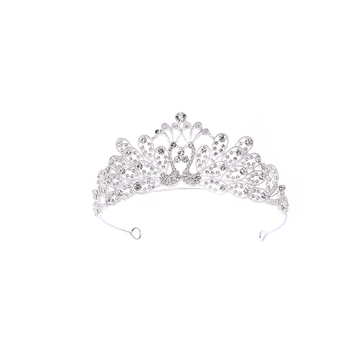 Korejski stil vjenčana diadem za kosu s Rhinestone kristalima, PT900 čistoće, elektroplatirani spoj, bijeli kristali, vjenčani dodatak