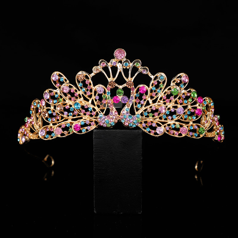 Korejski stil vjenčana diadem za kosu s Rhinestone kristalima, PT900 čistoće, elektroplatirani spoj, bijeli kristali, vjenčani dodatak