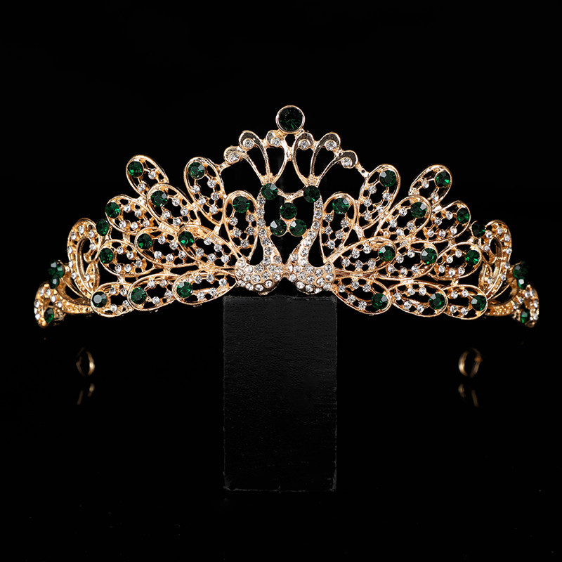 Korejski stil vjenčana diadem za kosu s Rhinestone kristalima, PT900 čistoće, elektroplatirani spoj, bijeli kristali, vjenčani dodatak