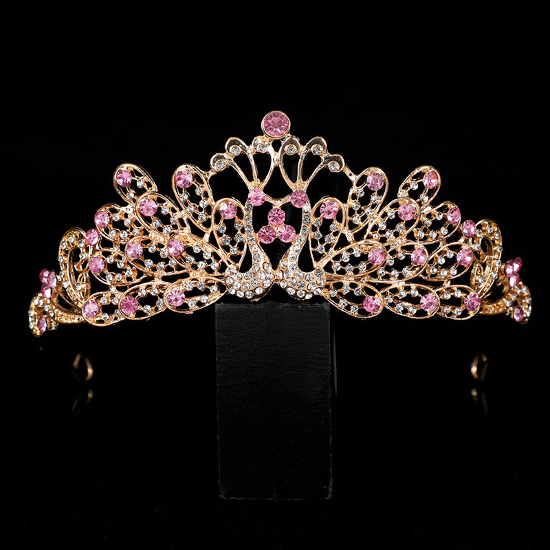 Korejski stil vjenčana diadem za kosu s Rhinestone kristalima, PT900 čistoće, elektroplatirani spoj, bijeli kristali, vjenčani dodatak