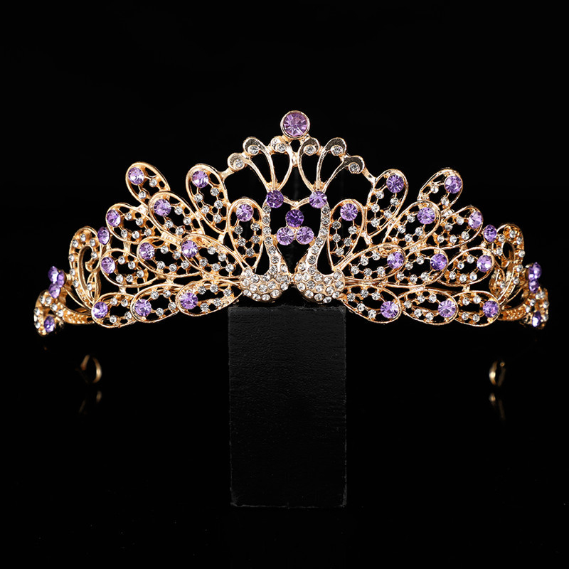 Korejski stil vjenčana diadem za kosu s Rhinestone kristalima, PT900 čistoće, elektroplatirani spoj, bijeli kristali, vjenčani dodatak