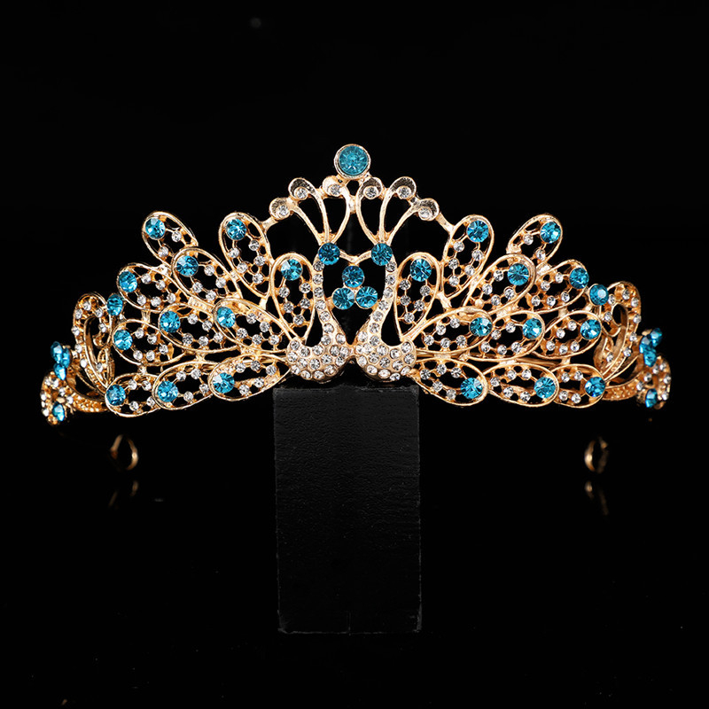 Korejski stil vjenčana diadem za kosu s Rhinestone kristalima, PT900 čistoće, elektroplatirani spoj, bijeli kristali, vjenčani dodatak