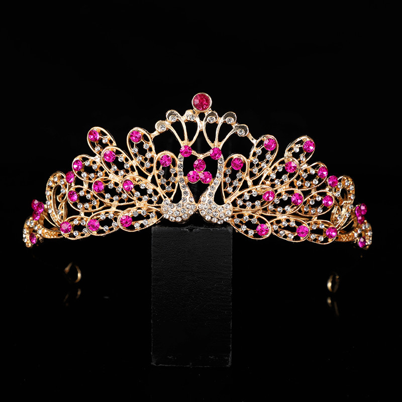 Korejski stil vjenčana diadem za kosu s Rhinestone kristalima, PT900 čistoće, elektroplatirani spoj, bijeli kristali, vjenčani dodatak