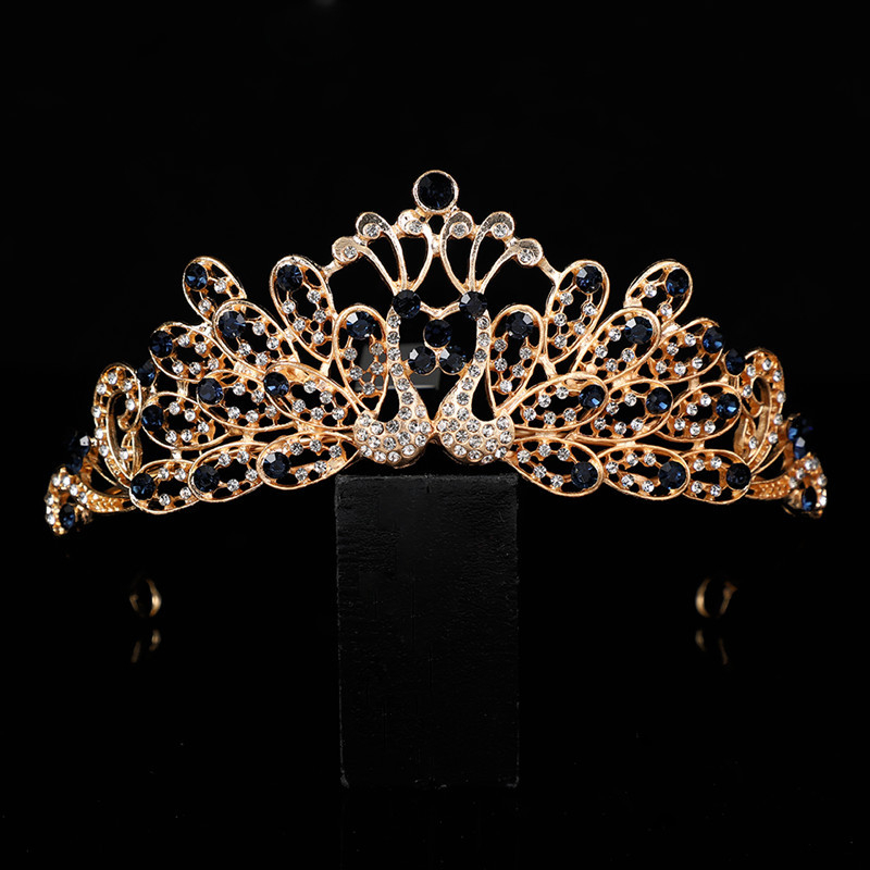 Korejski stil vjenčana diadem za kosu s Rhinestone kristalima, PT900 čistoće, elektroplatirani spoj, bijeli kristali, vjenčani dodatak