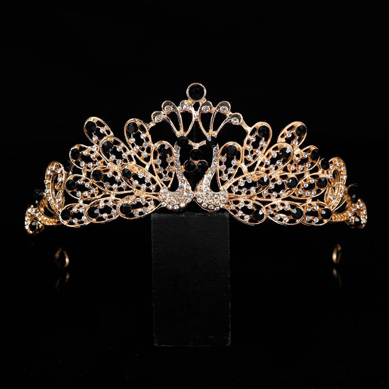 Korejski stil vjenčana diadem za kosu s Rhinestone kristalima, PT900 čistoće, elektroplatirani spoj, bijeli kristali, vjenčani dodatak