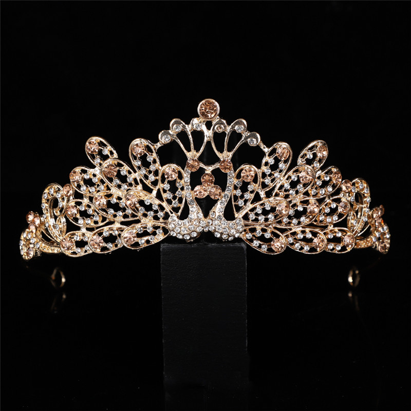 Korejski stil vjenčana diadem za kosu s Rhinestone kristalima, PT900 čistoće, elektroplatirani spoj, bijeli kristali, vjenčani dodatak