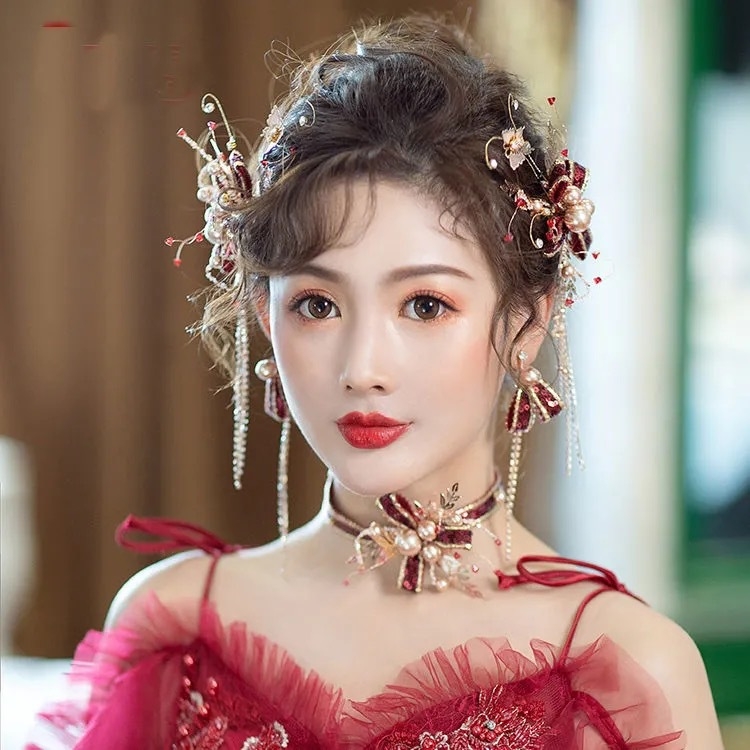 Līgavas galvas rotas — metāla konstrukcija, roku darbs, sānu matu spraudnis, izcelsme: Jinhua