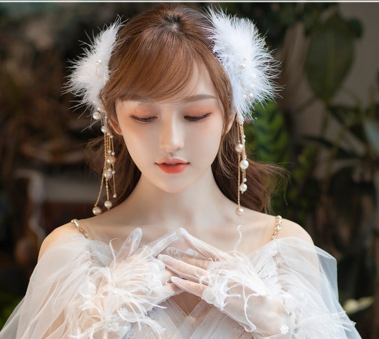 Līgavas galvas rotas — metāla konstrukcija, roku darbs, sānu matu spraudnis, izcelsme: Jinhua