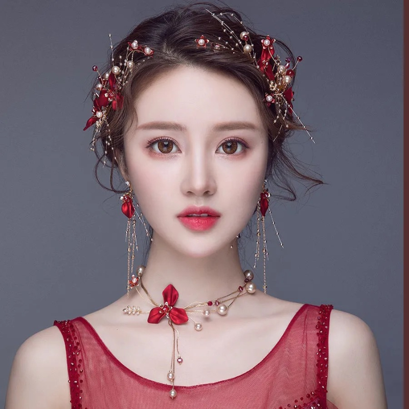 Līgavas galvas rotas — metāla konstrukcija, roku darbs, sānu matu spraudnis, izcelsme: Jinhua