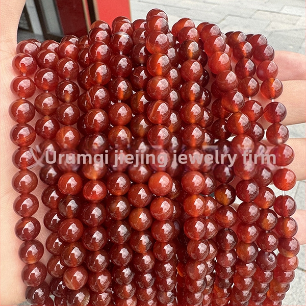 Jiejing 5A Crveni ahat i šareni ahat, prirodni kristalni perle za DIY narukvicu