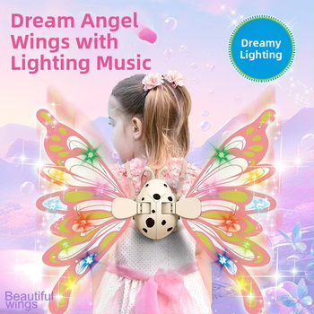 Világító pillangó szárnyak gyerekeknek, mozgó szárnyak, hátsó dísz, műanyag anyag, 4–6 éveseknek