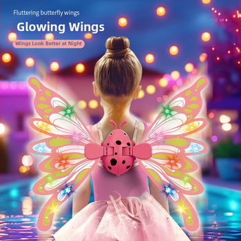 Világító pillangó szárnyak gyerekeknek, mozgó szárnyak, hátsó dísz, műanyag anyag, 4–6 éveseknek