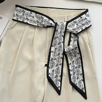 Centură lanț pentru pantaloni cu lanț metalic și eșarfă de mătase – cataramă din aliaj, închidere automată, material principal: mătase