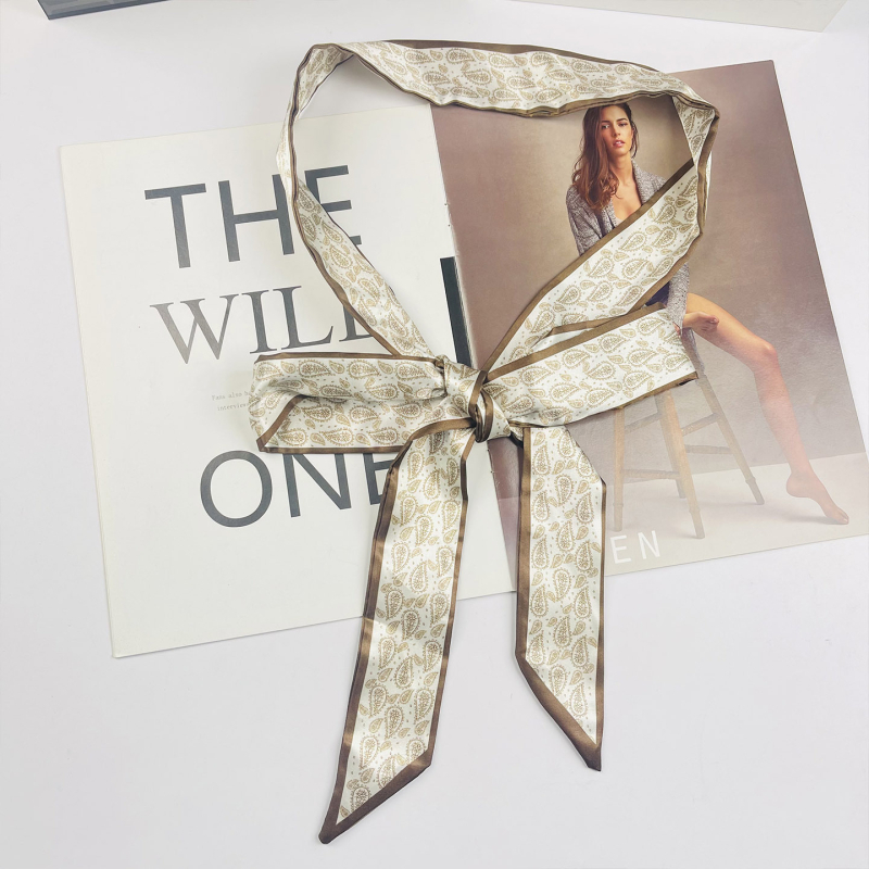 Centură lanț pentru pantaloni cu lanț metalic și eșarfă de mătase – cataramă din aliaj, închidere automată, material principal: mătase