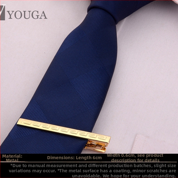 Vīriešu zeltītais kaklasaistes klips, vienkāršs Korejas stila dizains, piemērots biznesam un formāliem pasākumiem, standarta kaklasaites platums.