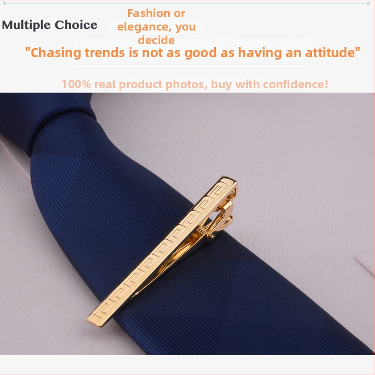 Vīriešu zeltītais kaklasaistes klips, vienkāršs Korejas stila dizains, piemērots biznesam un formāliem pasākumiem, standarta kaklasaites platums.