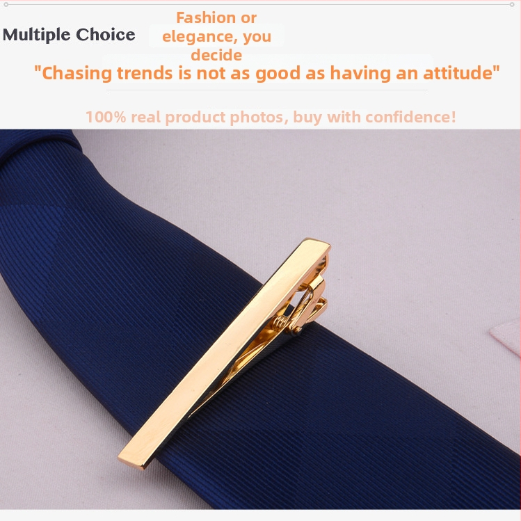 Vīriešu zeltītais kaklasaistes klips, vienkāršs Korejas stila dizains, piemērots biznesam un formāliem pasākumiem, standarta kaklasaites platums.