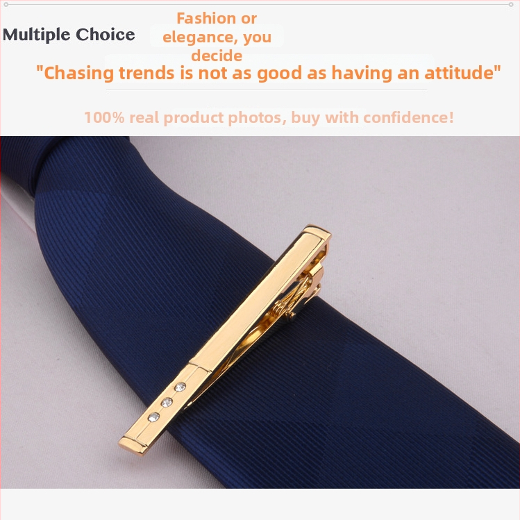 Vīriešu zeltītais kaklasaistes klips, vienkāršs Korejas stila dizains, piemērots biznesam un formāliem pasākumiem, standarta kaklasaites platums.