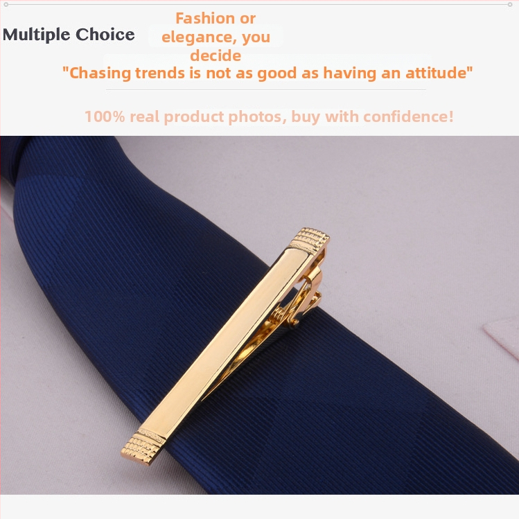 Vīriešu zeltītais kaklasaistes klips, vienkāršs Korejas stila dizains, piemērots biznesam un formāliem pasākumiem, standarta kaklasaites platums.