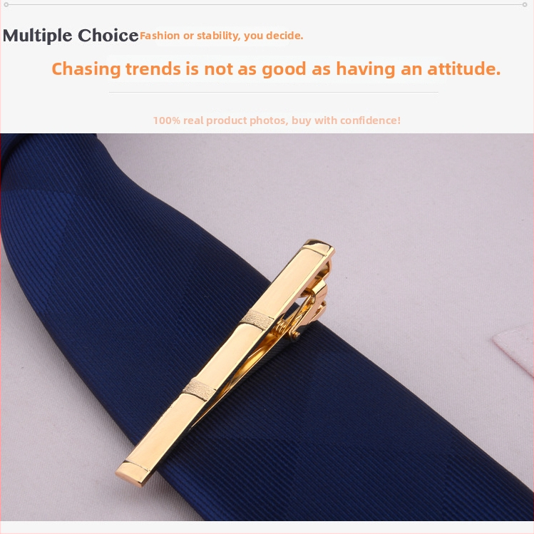 Vīriešu zeltītais kaklasaistes klips, vienkāršs Korejas stila dizains, piemērots biznesam un formāliem pasākumiem, standarta kaklasaites platums.
