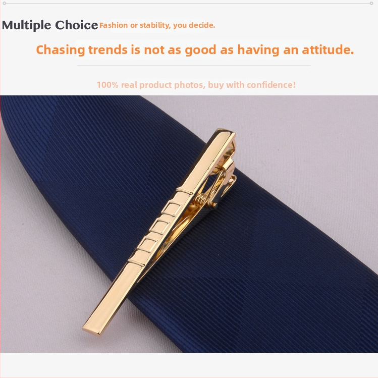 Vīriešu zeltītais kaklasaistes klips, vienkāršs Korejas stila dizains, piemērots biznesam un formāliem pasākumiem, standarta kaklasaites platums.