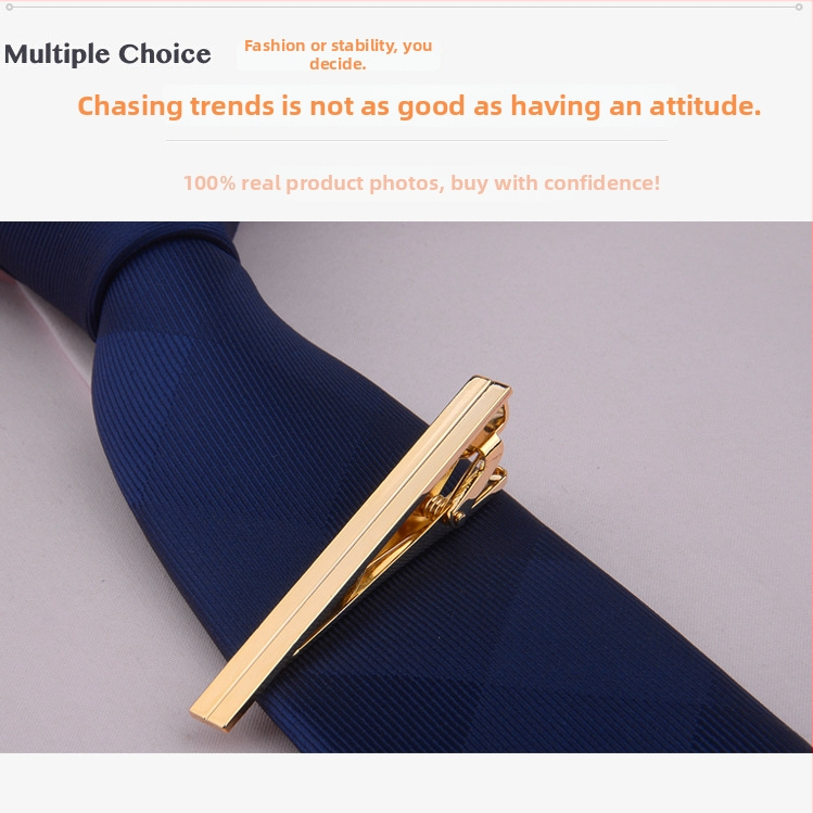 Vīriešu zeltītais kaklasaistes klips, vienkāršs Korejas stila dizains, piemērots biznesam un formāliem pasākumiem, standarta kaklasaites platums.