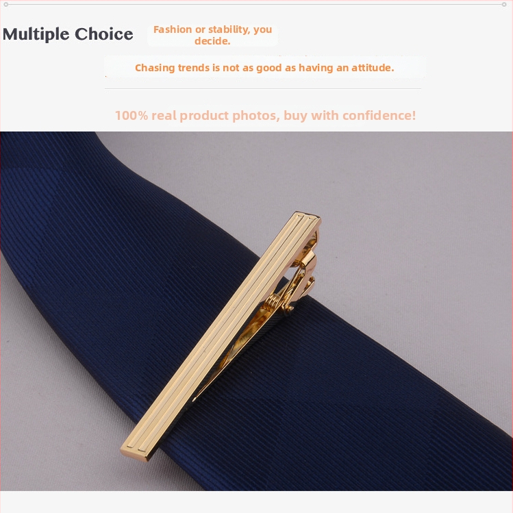 Vīriešu zeltītais kaklasaistes klips, vienkāršs Korejas stila dizains, piemērots biznesam un formāliem pasākumiem, standarta kaklasaites platums.