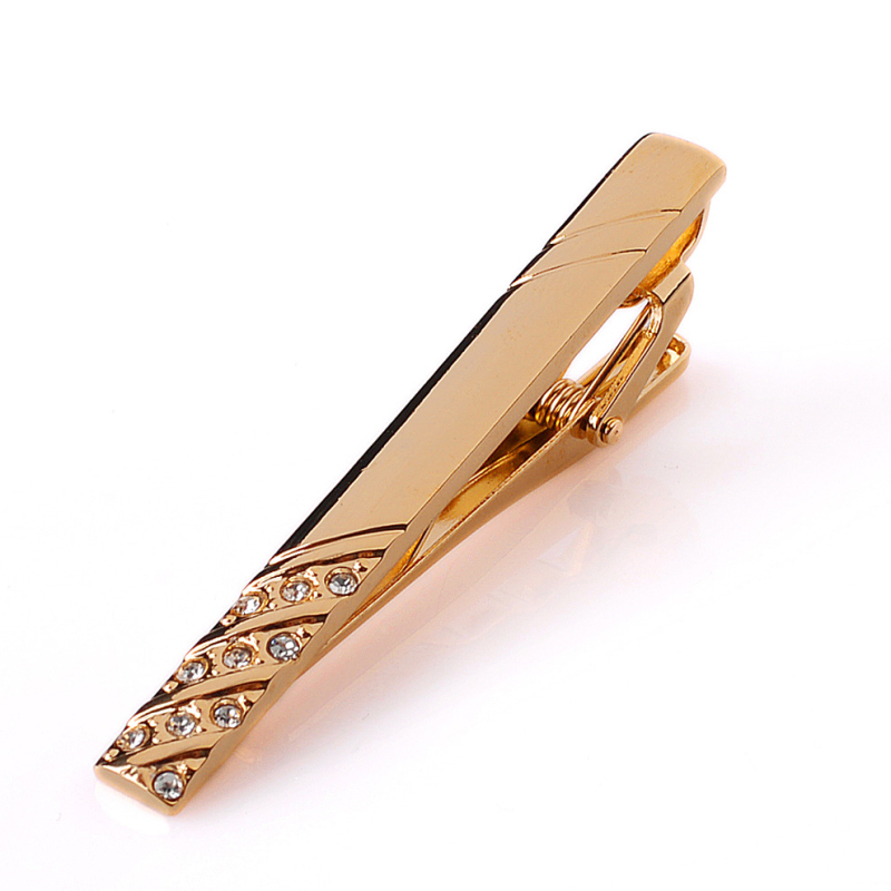 Vīriešu zeltītais kaklasaistes klips, vienkāršs Korejas stila dizains, piemērots biznesam un formāliem pasākumiem, standarta kaklasaites platums.