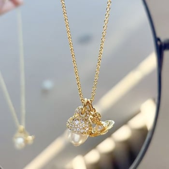 Colier pentru femei, cu zircon din cupru, lanț încrucișat, formă floare-geometrică, lungime 41–50 cm, electroplacare, stil lux ușor