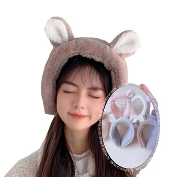 Unisex kašmiera ausu sargi, pūkaini, biezāki ziemas siltumam, ar karikatūras rakstu