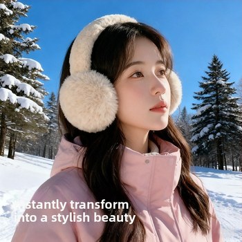 Sieviešu ziemas ausu aizsargi velosipēdam, pūkaini, pret vēju un silti, ar svītru rakstu
