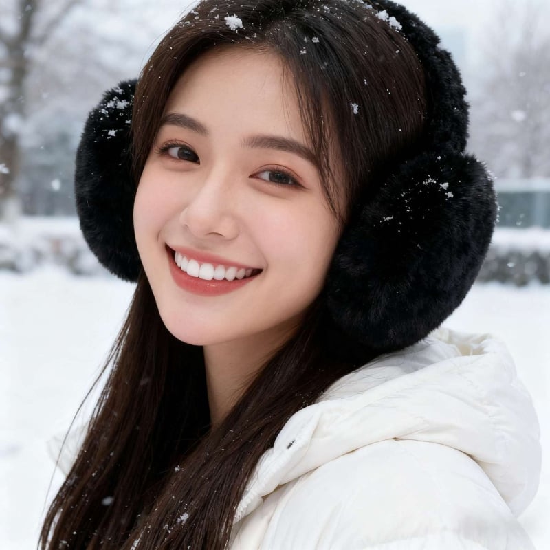 Sieviešu ziemas ausu aizsargi velosipēdam, pūkaini, pret vēju un silti, ar svītru rakstu