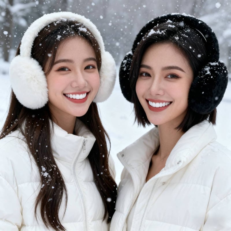 Sieviešu ziemas ausu aizsargi velosipēdam, pūkaini, pret vēju un silti, ar svītru rakstu