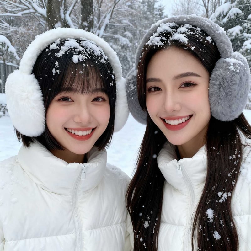 Sieviešu ziemas ausu aizsargi velosipēdam, pūkaini, pret vēju un silti, ar svītru rakstu