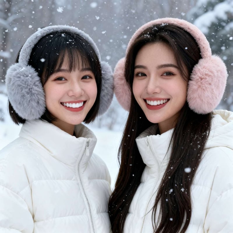 Sieviešu ziemas ausu aizsargi velosipēdam, pūkaini, pret vēju un silti, ar svītru rakstu