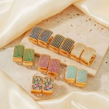 Квадратни обици MOXI, опростен стил, медни, електроплакиране, циркон