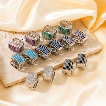 Квадратни обици MOXI, опростен стил, медни, електроплакиране, циркон