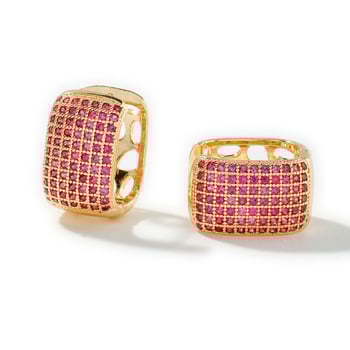 Квадратни обици MOXI, опростен стил, медни, електроплакиране, циркон